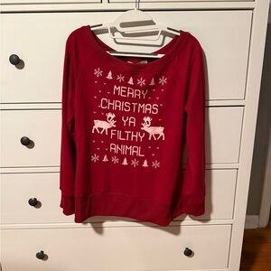 Red Christmas Sweater with Reindeer Design
